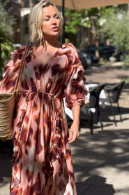 Dante6 | Maxi-jurk met print Anzur | roze | Afbeelding 4