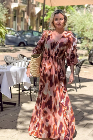 Dante6 | Maxi-jurk met print Anzur | roze | Afbeelding 5