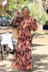 Dante6 | Maxi-jurk met print Anzur | roze | Afbeelding 6