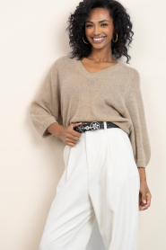 Dante6 |  V-hals Alpaca sweater Rhoda | beige | Picture 4
