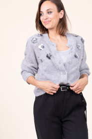 Dante6 |  Alpaca cardigan with sequins Fawn | grey | Picture 2