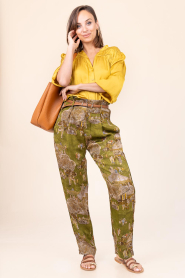 Mes Demoiselles |  Pants with print Poussah | green | Picture 5