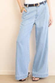 7 For All Mankind |  Pleated wide leg jeans Hana lg34 | blue | Picture 4