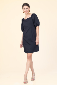 Co'Couture |  Mini dress with puffed sleeves Sanna | black | Picture 3