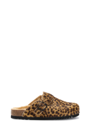Scholl |  Clogs with fur Fae | Animal print 