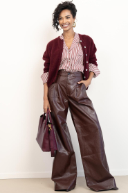 Bad Habits |  Faux leather wide leg pants Frankie | burgundy | Picture 3