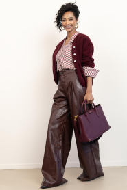 Bad Habits |  Faux leather wide leg pants Frankie | burgundy | Picture 4