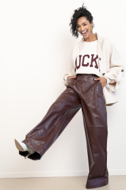 Bad Habits |  Faux leather wide leg pants Frankie | burgundy | Picture 2