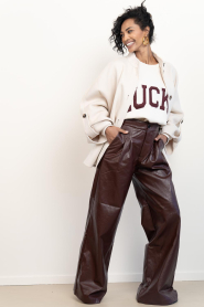 Bad Habits |  Faux leather wide leg pants Frankie | burgundy | Picture 5