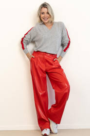Bad Habits |  Sweater with V-neck Candela | grey | Picture 3