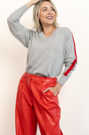 Bad Habits |  Sweater with V-neck Candela | grey | Picture 4