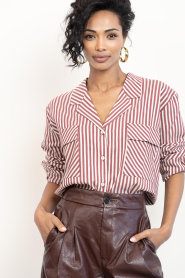 Bad Habits |  Cotton striped blouse Sandra | red | Picture 7