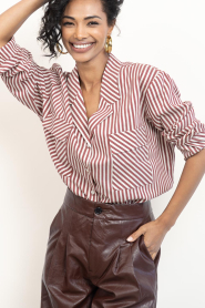 Bad Habits |  Cotton striped blouse Sandra | red | Picture 5