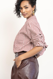 Bad Habits |  Cotton striped blouse Sandra | red | Picture 8