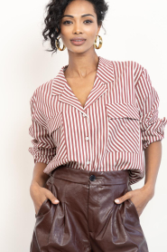 Bad Habits |  Cotton striped blouse Sandra | red | Picture 6