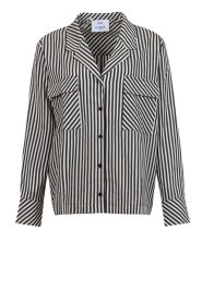 Bad Habits |  Cotton striped blouse Sandra | black | Picture 1