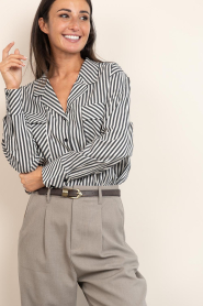 Bad Habits |  Cotton striped blouse Sandra | black | Picture 7