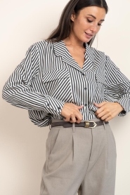Bad Habits |  Cotton striped blouse Sandra | black | Picture 6
