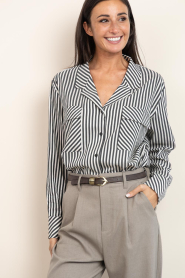 Bad Habits |  Cotton striped blouse Sandra | black | Picture 4