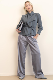 Bad Habits |  Satin wide leg pants Giulia | grey | Picture 3