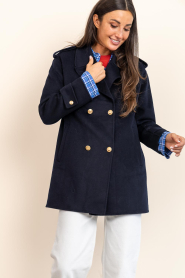 Bad Habits |  Double breasted coat Paula | dark blue | Picture 5