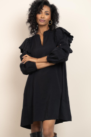 Second Female | Modal blend jurk met ruches Terra | zwart | Afbeelding 2