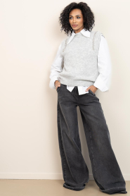 Janice |  Ultra wide leg cotton pants Dexter | black | Picture 2