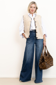 Janice |  Ultra wide leg cotton pants Dexter | blue | Picture 4