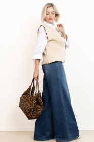 Janice |  Ultra wide leg cotton pants Dexter | blue | Picture 3