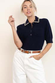 Janice |  Top with rhinestones Rebble | dark blue  | Picture 4