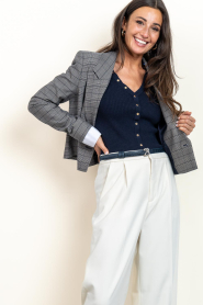 Janice |  Plaided double breasted blazer Stan | blue | Picture 5