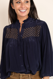 Janice |  Viscose blouse with embroidery Bentley | blue | Picture 10