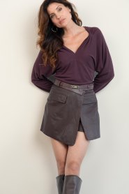Ibana |  Soft leather skort Shira | burgundy | Picture 2