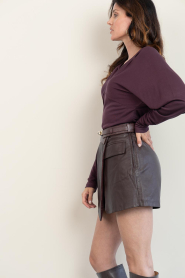 Ibana |  Soft leather skort Shira | burgundy | Picture 7