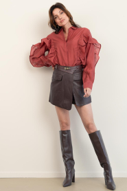 Ibana |  Soft leather skort Shira | burgundy | Picture 4
