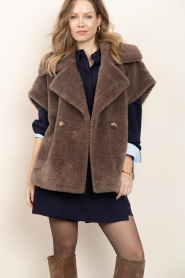 Ibana |  Faux fur double breasted waistcoat Jaxey | brown | Picture 2