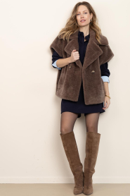Ibana |  Faux fur double breasted waistcoat Jaxey | brown | Picture 3