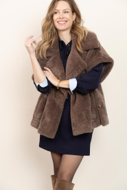 Ibana |  Faux fur double breasted waistcoat Jaxey | brown | Picture 4