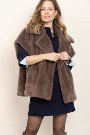 Ibana |  Faux fur double breasted waistcoat Jaxey | brown | Picture 5