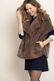 Ibana |  Faux fur double breasted waistcoat Jaxey | brown | Picture 8