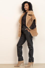 Ibana :  Faux fur double breasted waistcoat Jaxey | camel - img3