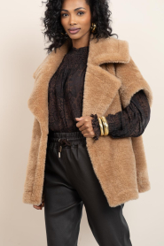 Ibana :  Faux fur double breasted waistcoat Jaxey | camel - img6
