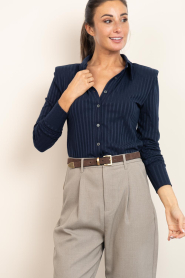 Aaiko |  Striped top with buttons Vigo | blue | Picture 4