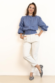Aaiko |  Checkered top with elastic waist Beaudine | blue | Picture 3