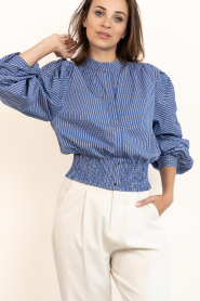 Aaiko |  Checkered top with elastic waist Beaudine | blue | Picture 2