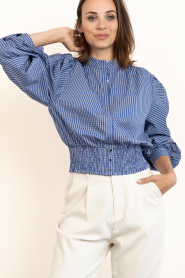 Aaiko |  Checkered top with elastic waist Beaudine | blue | Picture 4