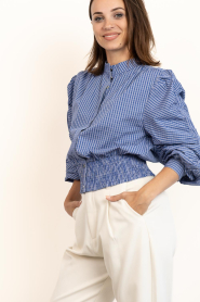 Aaiko |  Checkered top with elastic waist Beaudine | blue | Picture 5