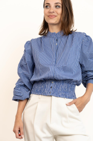 Aaiko |  Checkered top with elastic waist Beaudine | blue | Picture 9