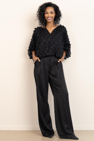 Aaiko |  Top with floral details Delany | black | Picture 3