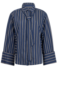 Aaiko |  Striped blouse with tie Elda | blue | Picture 1